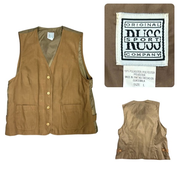1990s Brown Faux Suede Button Up Oversized Vest Shirt / Women’s Large * - Picture 1 of 4